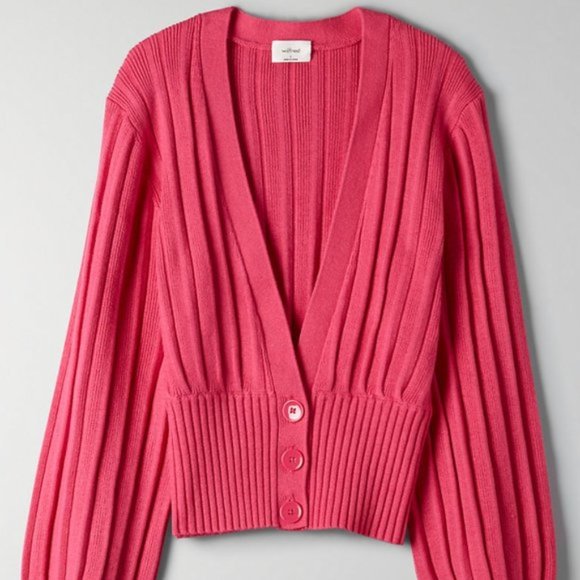 NWT Aritzia wilfred Plunge Front Cardigan S small electron fuscia pink